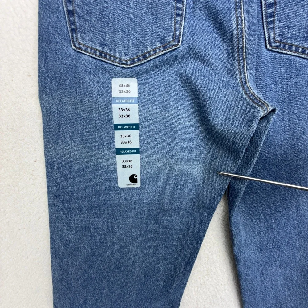 Carhartt Relaxed Fit Tapered Leg Denim Jeans Men 33x36 B17 STW Stonewash NWT NOS
